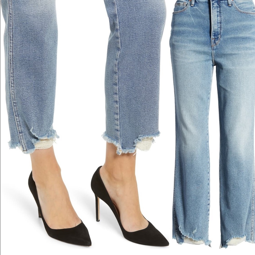 GOOD AMERICAN [good curve straight fray hem jeans]